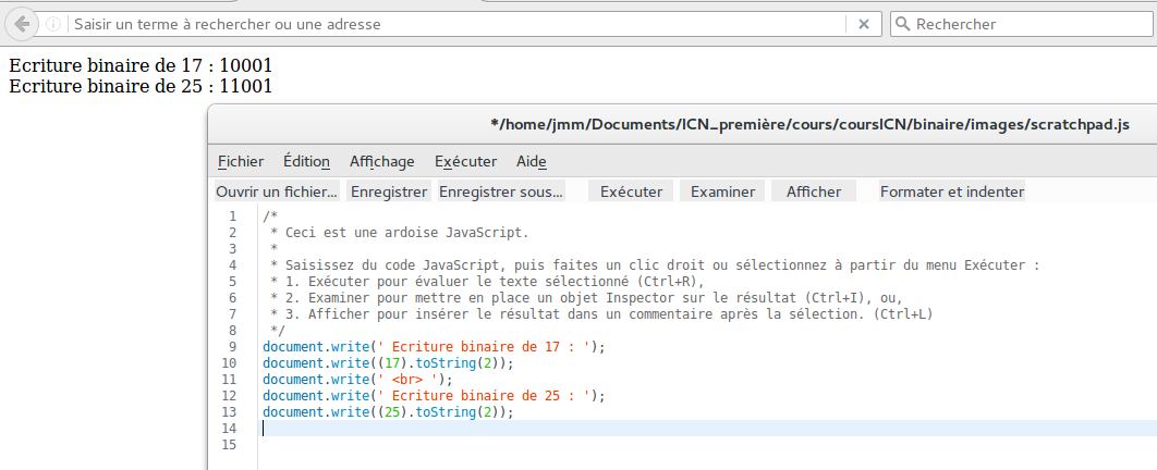 copie écran ardoise exécutée