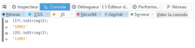copie écran console exécutée